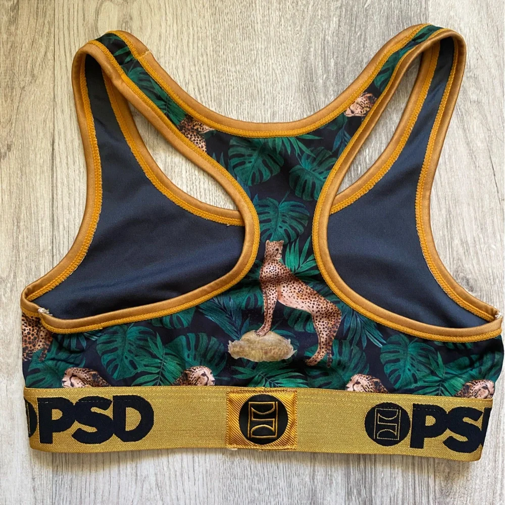PSD Gold & Green Leopard Jungle Sports Bra - Picture 2 of 5